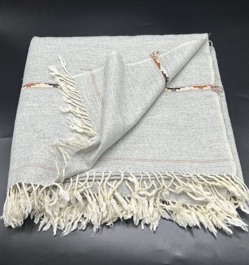 Angora Pure Handmade Woollen Grey Shawl